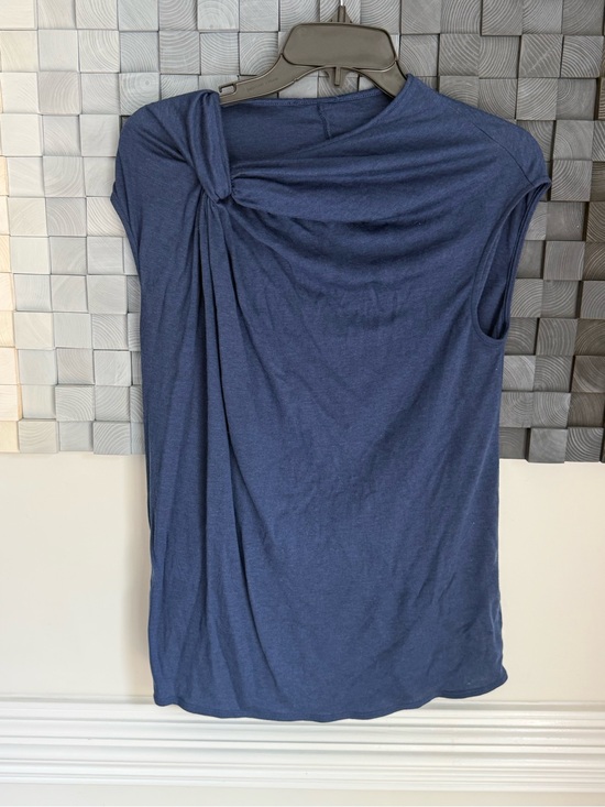 Helmut Lang Tops - Helmut Lang Navy Blue Draped Knot Front Sleeveless Top